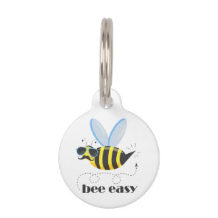 Médaillon Pour Animaux Bee caractère avec mustache lunettes de soleil Bee