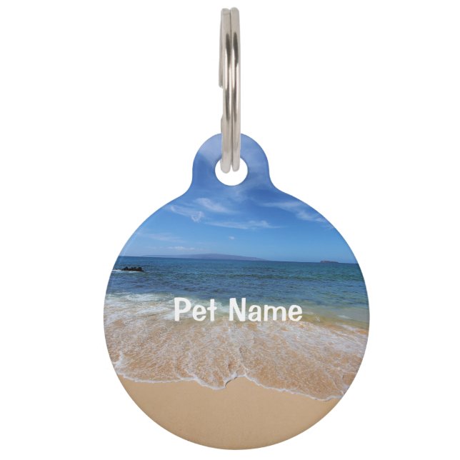 Médaillon Pour Animaux Belle plage de sable et vagues (Devant)