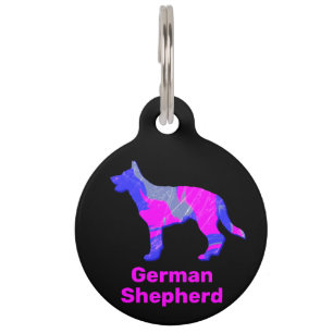 Médaillon Pour Animaux Berger allemand Chien chiot rose chaud et bleu