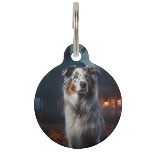 Médaillon Pour Animaux Berger Australien Halloween Épouvantable