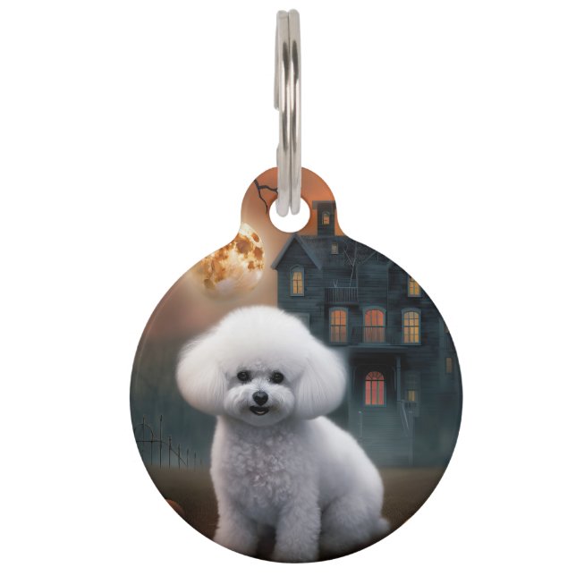 Médaillon Pour Animaux Bichon frisé Halloween épouvantable (Devant)