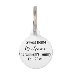 Médaillon Pour Animaux Bienvenue douce maison ajouter nom de famille anné