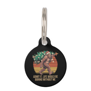 Médaillon Pour Animaux Bigfoot drôle de Noël Arbre Rétro Coucher de solei