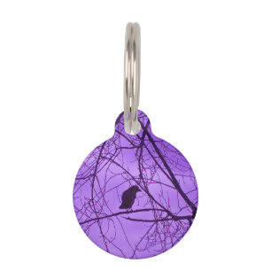 Médaillon Pour Animaux Black Crow Ciel violet Arbres Éffrayants noirs