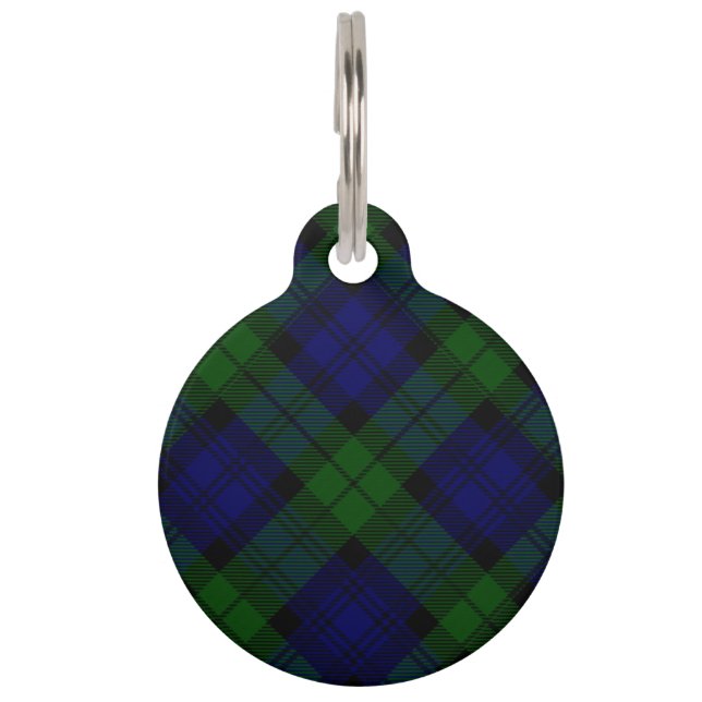 Médaillon Pour Animaux Black Watch Tartan bleu vert Plaid (Devant)