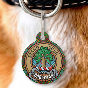 Médaillon Pour Animaux Blason du clan Anderson sur tartan