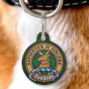 Médaillon Pour Animaux Blason du Clan Davidson sur tartan