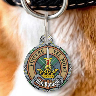 Médaillon Pour Animaux Blason du clan MacDowall sur tartan