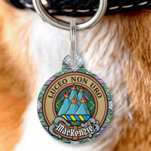 Médaillon Pour Animaux Blason du clan MacKenzie sur tartan de robe