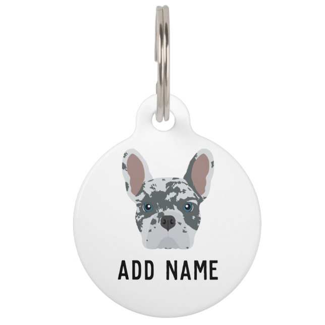Médaillon Pour Animaux Bleu Merle French Bulldog (Devant)