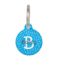 Bleu Pois Nom de monogramme Adresse Pet ID balise
