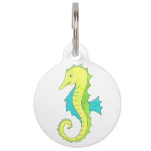 Médaillon Pour Animaux Blue Green Sea Horse Seahorse Beach Ocean Marine