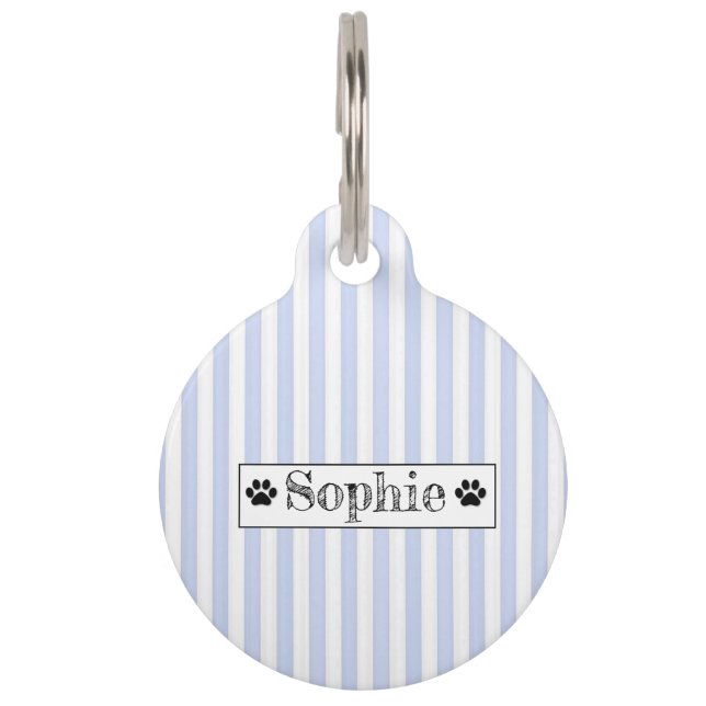 Médaillon Pour Animaux Blue Pastel Stripes Chien personnalisé chat animal (Devant)