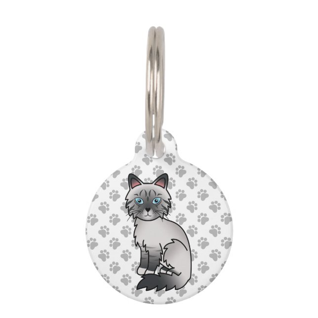 Médaillon Pour Animaux Blue Point Tabby Birman / Ragdoll Cat & Pet's Info (Devant)