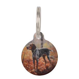 Médaillon Pour Animaux Bluetick Coonhound dans les feuilles d'automne qui