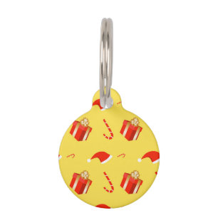 Médaillon Pour Animaux Boîte cadeau de Noël sucre de canne chapeau de Noë