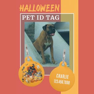 Médaillon Pour Animaux Boîte drôle personnalisée de Boxer pour Halloween