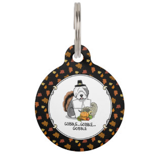Médaillon Pour Animaux Bon thanksgiving Vieux Anglais Berger Gris 1 Amusa