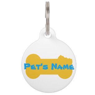 Médaillon Pour Animaux Bone à mâcher jaune Balise de chien personnalisée 