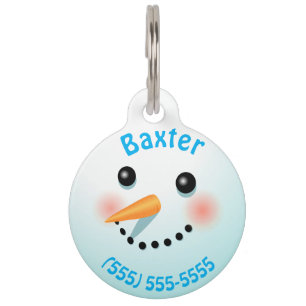 Médaillon Pour Animaux Bonhomme de neige de sourire frais avec le nez de