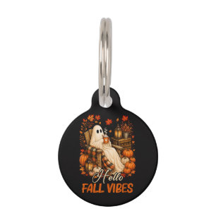 Médaillon Pour Animaux Bonjour Vibrations d'Automne Fantôme Mignon Citrou