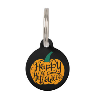 Médaillon Pour Animaux Bonne lettre Halloween sur citrouille sculpté