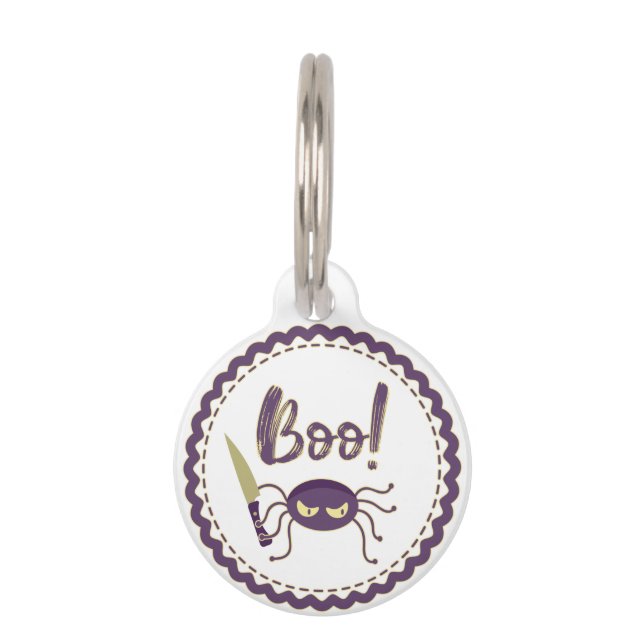 Médaillon Pour Animaux Boo drôle Halloween personnage d'araignée main (Devant)