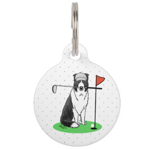 Médaillon Pour Animaux Bordure Collie Chien Jouer Golf (noir & blanc) Amu