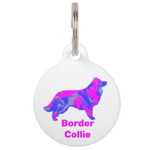 Médaillon Pour Animaux Bordure Collie Chien Rose Chaud Blanc