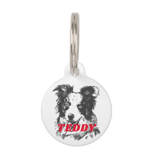 Médaillon Pour Animaux Bordure personnalisée Collie Amoureux des chiens N