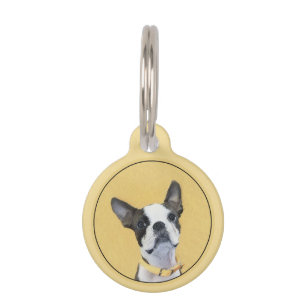 Médaillon Pour Animaux Boston Terrier Peinture - Cute Original Chien Art