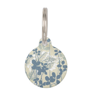 Médaillon Pour Animaux Botanique Bleu Japonais Vintage : Fougère à Feuill