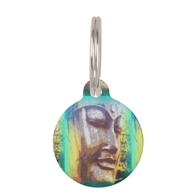 Médaillon Pour Animaux Bouddha font face au vert (Devant)