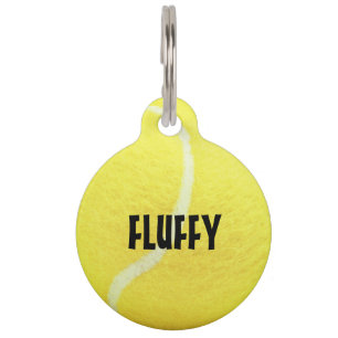 Médaillon Pour Animaux Boule de tennis jaune personnalisable