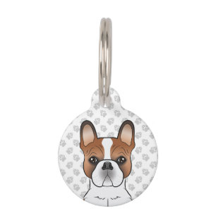Médaillon Pour Animaux Bouledogue français à pieds rouges dessin animé Ch