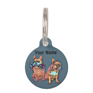 Médaillon Pour Animaux Bouledogue français deux amis French Bulldog