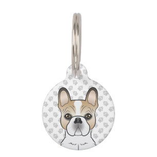 Médaillon Pour Animaux Bouledogue français fauve pie dessin animé Chien &