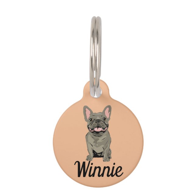Médaillon Pour Animaux Bouledogue Français Gris (Devant)