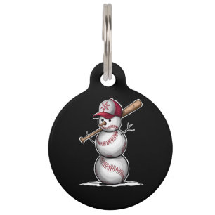 Médaillon Pour Animaux Boules de bonhomme de neige de baseball Neige Noël