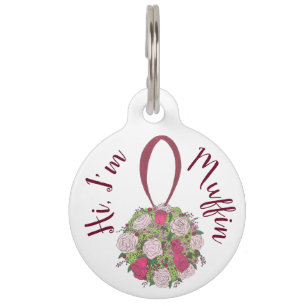 Médaillon Pour Animaux Bouquet Mariage de fleurs rose