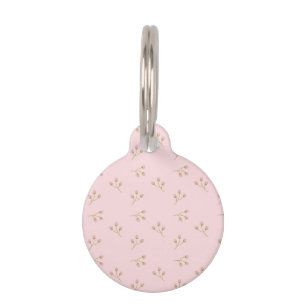 Médaillon Pour Animaux Bourgeons de fleurs roses Tige verte Floral Printe
