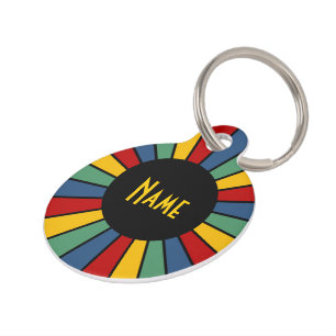 Médaillon Pour Animaux BOUTON RAYS I + votre Photo, Texte, Monogramme