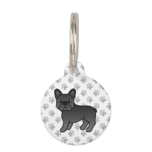 Médaillon Pour Animaux Bouvier français noir bouledogue mignon dessin ani