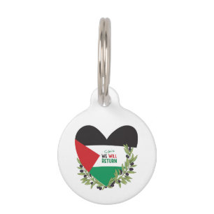 Médaillon Pour Animaux Branches du drapeau et de l'olivier palestiniens