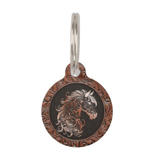 Médaillon Pour Animaux Brown en cuir à outils cheval tête cheval grange
