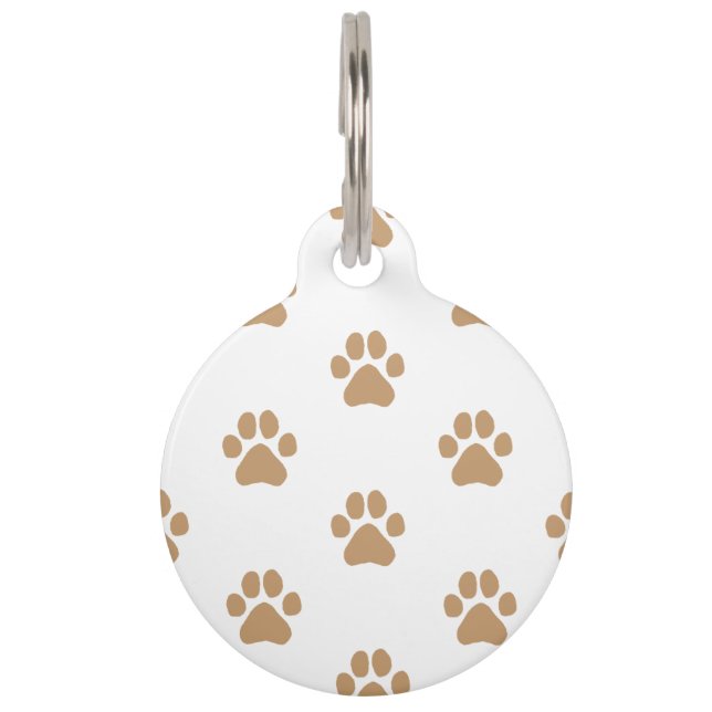 Médaillon Pour Animaux Brown Simple Chien Empreintes de pattes Empreintes (Devant)