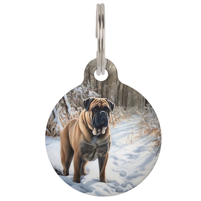 Médaillon Pour Animaux Bullmastiff Qu'il neige Noël (Devant)