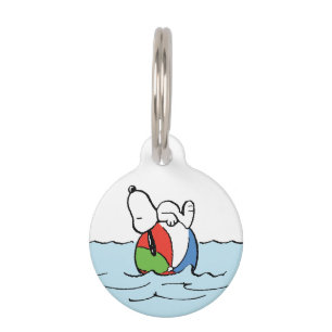 Médaillon Pour Animaux cacahuètes Snoopy Beach Ball Beach