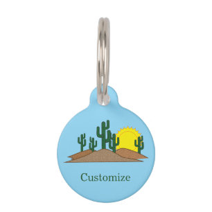 Médaillon Pour Animaux Cactus Saguaro Vert Désert Coucher de soleil Thund