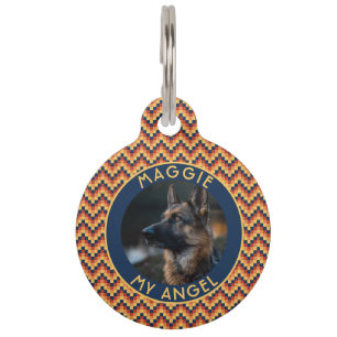 Médaillon Pour Animaux Cadeau Chevron Géométrique Classique Personnalisé 